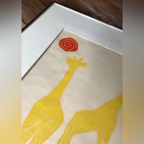 VNT Original Giraffe Signed John Sollid Numbered 42/100 Block Print, Framed - Picture 7 of 8
